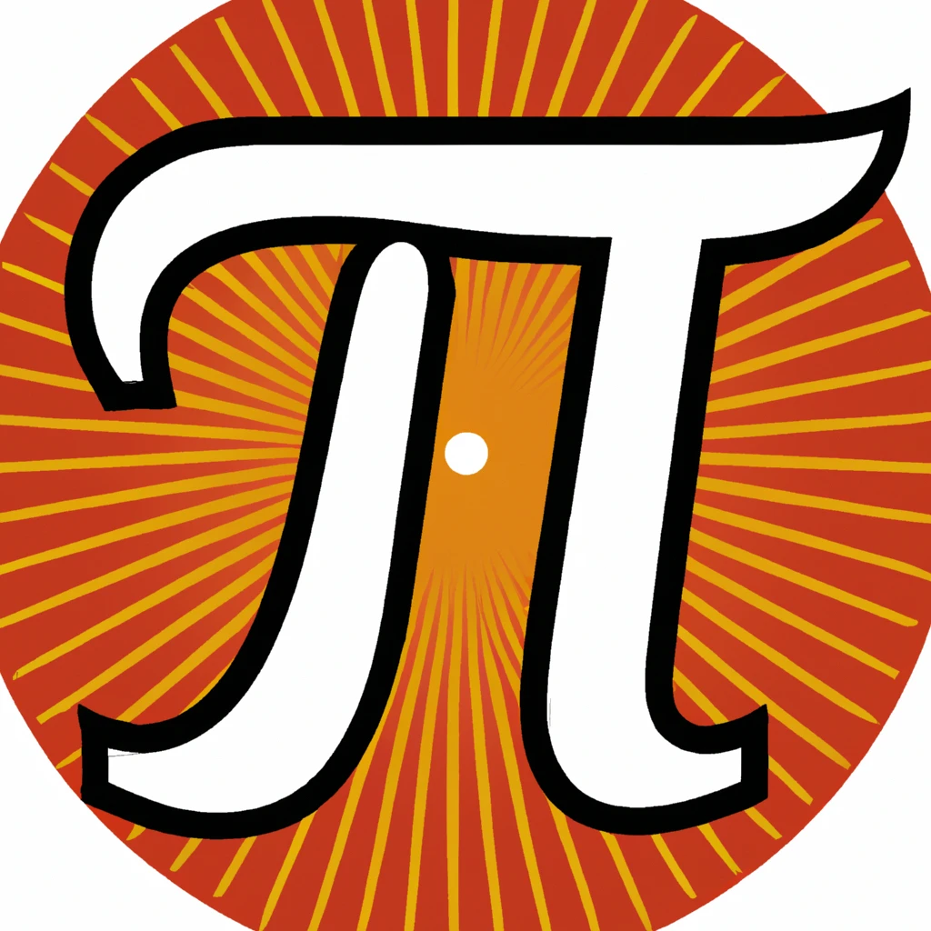 The symbol for Pi inside of a sun radiating out from a hollow center
